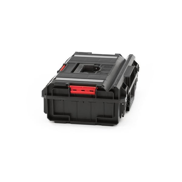 PROREGAL QBRICK Werkzeugkasten One Mit Aluminiumschienen 15,5 Liter Traglast Bis Zu 120 kg Mit Deck & Frontgriff Mit Klemmverschlüsse Schwarz