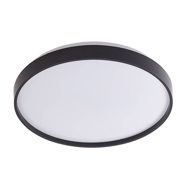 Runde LED-Deckenleuchte mit schwarzem Gehäuserand und weißem Diffusor.