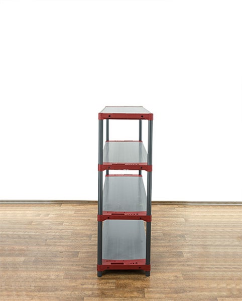PROREGAL Kunststoffregal Grey Bear Low HxBxT 138 x 140 x 46 cm Fachlast 70 kg Grau/Rot