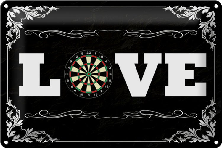 Blechschild Spruch 30x20cm Love Darts Wanddeko