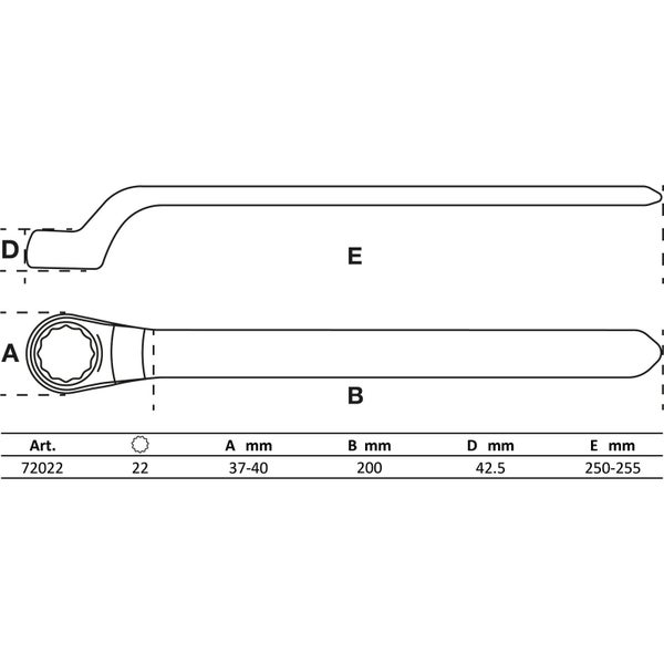 BGS VDE-Einringschlüssel tief gekröpft SW 22 mm - 72022