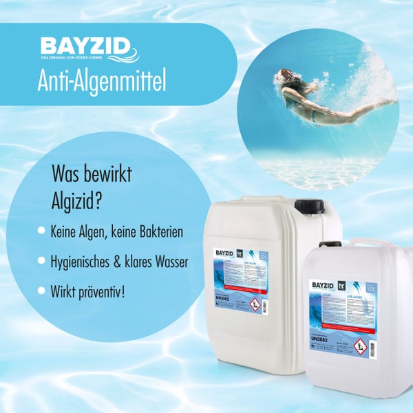 Zwei Kanister Algizid zur Algenbekämpfung im Pool