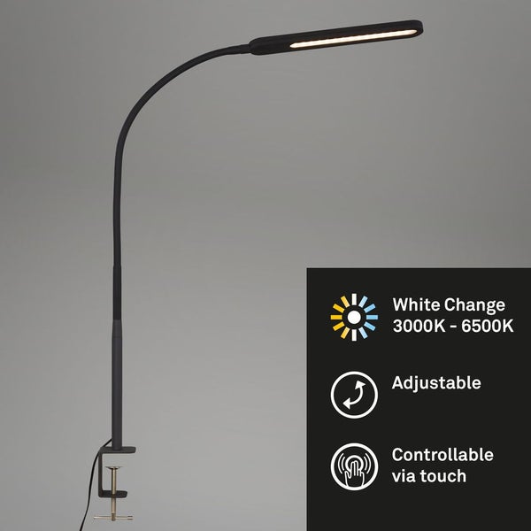 LED Klemmleuchte Klemmlampe Dimmbar CCT 8 W schwarz Metall-Kunststoff Briloner