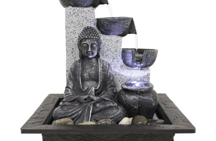 Zimmerbrunnen Tischbrunnen Dekobrunnen FoBuddha Pot mit LED 10782