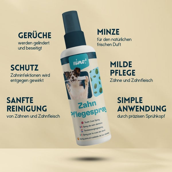 nimo® Zahnpflegespray • Dentalspray für Hunde, Katzen und Haustiere mit Minze