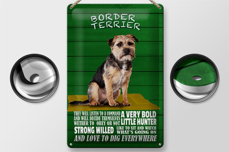 Blechschild Spruch 20x30cm Border Terrier Hund a very bold