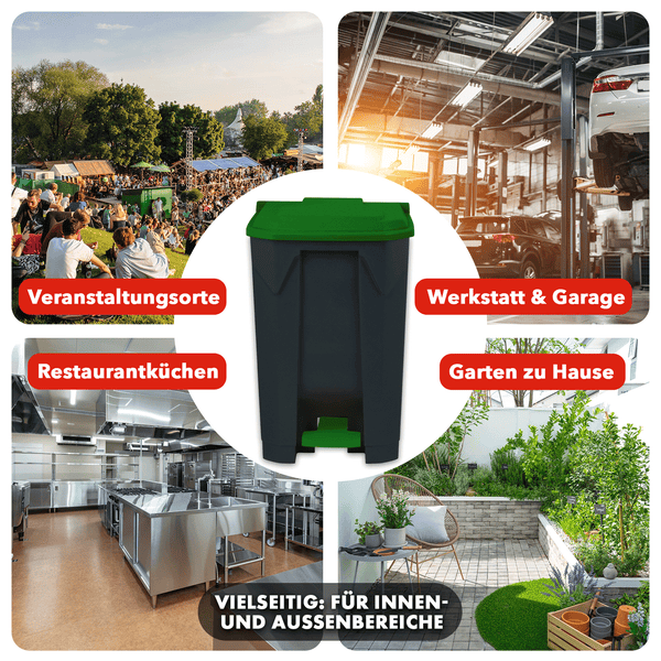 FLOORDIREKT Mülleimer Olaf Step-On Abfalleimer Tretmülleimer Universal Grün 50 Liter
