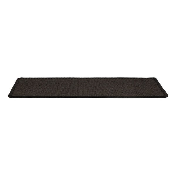 FLOORDIREKT Stufenmatte aus Sisal - Pure Nature - Umkettelt & Selbstklebend - Schwarz - 23,5 x 65 cm - Rechteckig ohne Lippe