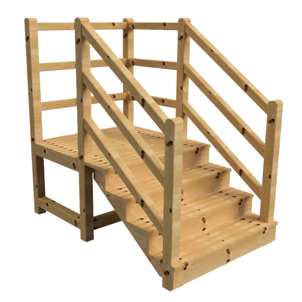Holztreppe mit Geländer für den Garten