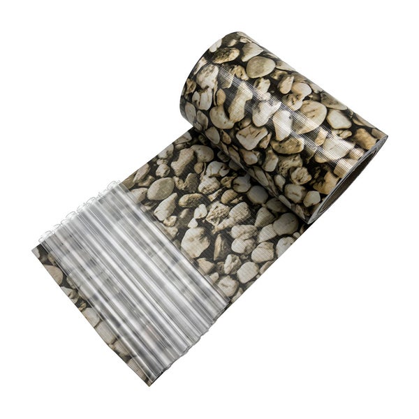 FLOORDIREKT PVC Sichtschutzstreifen 19 cm x 35 m für Gartenzäune Blickdicht Kies-Optik