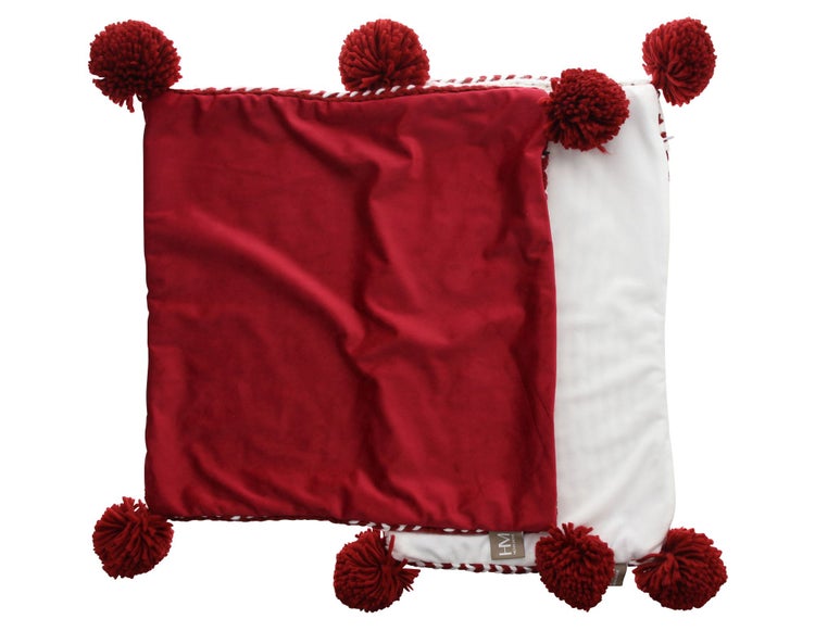 FRANK FLECHTWAREN | Kissenhülle Bommel, 2er Set, 45x45cm, 50x30cm, POLYESTER, ACRYL