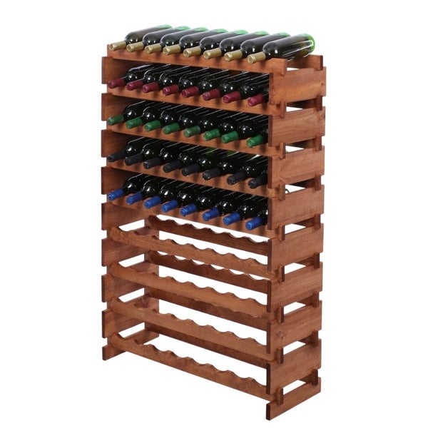 Weinregal VINOTECA FLEX PRO HxBxT 121x84x28cm 72 Flaschen auf 9 Ebenen Massives Kiefernholz Braun geölt