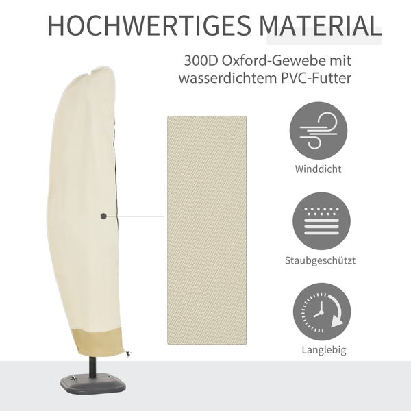Outsunny Schutzhülle für Ampelschirm, Ø56 x 220 cm, Oxford, Beige