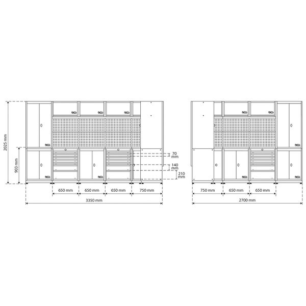BGS Schrankwand-System Werkstatt Holz 8 Module - 80160