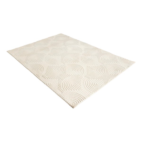 Rechteckiger Teppich mit geometrischem Linienmuster in Reliefoptik