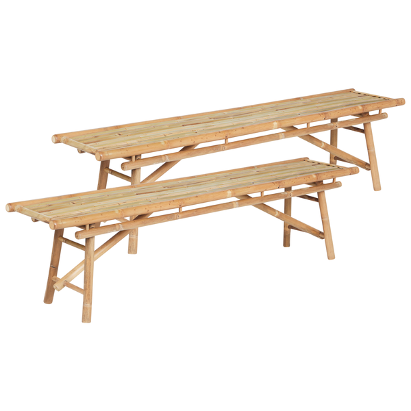 Gartenbänke 2er Set TINDARI 180 cm Bambusholz Hellbraun