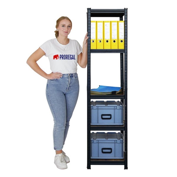 PROREGAL Vintage Series Schwerlastregal Ragnar für Gesamtlast 400 kg Maße: 180x45x45cm Vintagebraun-Schwarz, Kellerregal, Steckregal, Garagenregal, Lagerregal
