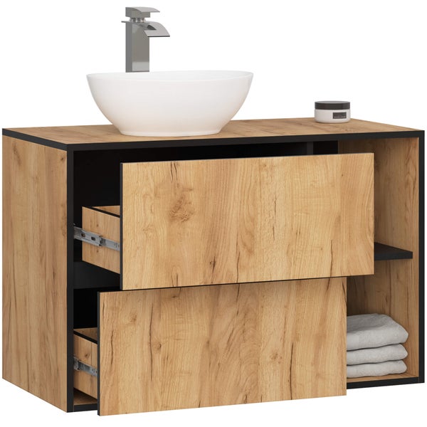 Waschtisch mit Waschbecken, zwei Schubladen und Ablagefach für das Badezimmer