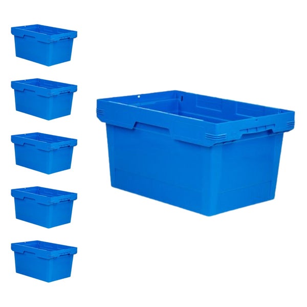 PROREGAL Mega Deal 6x Conical Mehrweg-Stapelbehälter Blau HxBxT 32,3 x 40 x 60cm 58 Liter Lagerbox  Eurobox  Transportbox  Transportbehälter
