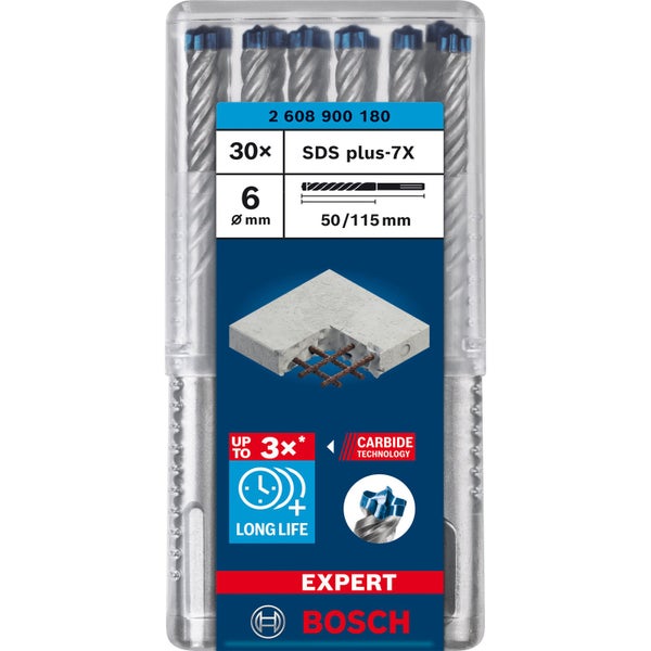 Bosch Expert SDS plus-7X Hammerbohrer Set, 6 mm, 30 Stück