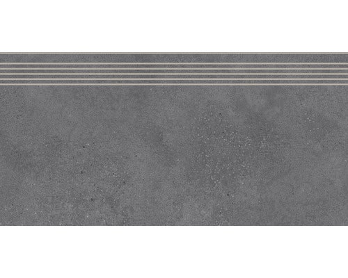 Dunkelgraue Treppenfliese mit Rillen