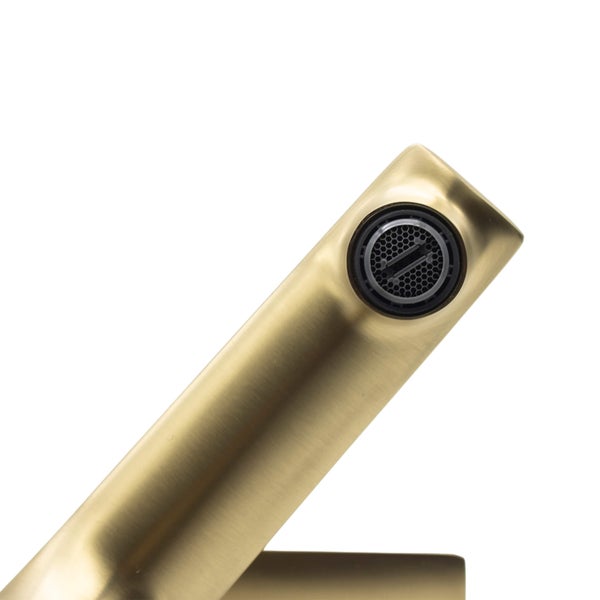 EcoRain 30% Wassersparender Waschtischarmatur Olivia aus Edelstahl RVS 304 und Messing - Universeller Anschluss - Anti-Kratz-Beschichtung - Erhält Wasserdruck - Gebürstetes Gold