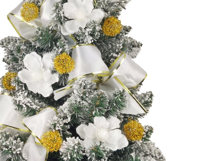 LAALU Geschmückter künstlicher Weihnachtsbaum SNOW BEAUTY 60 cm mit LED-BELEUCHTUNG IM TOPF