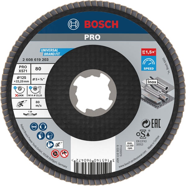 Bosch PRO X571 X-Lock Fächerschleifscheibe 125 mm G80 - 2608619203