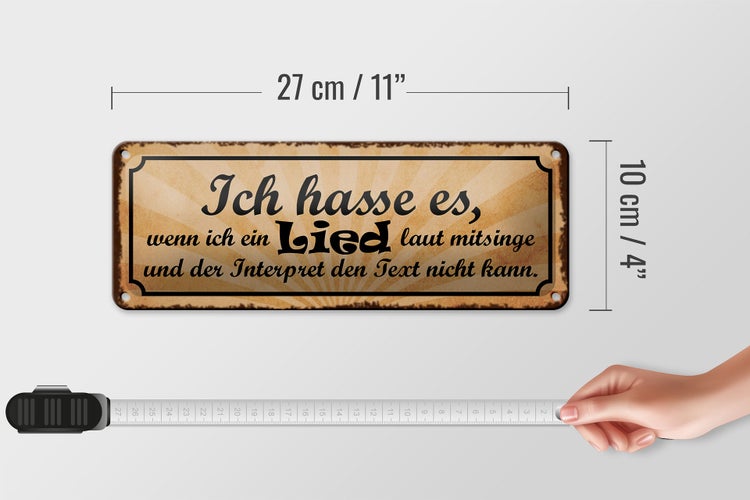 Blechschild Spruch 27x10cm ich hasse es wenn ich Lied laut Dekoration