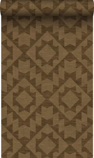 Tapete mit geometrischem Rautenmuster in Leinenoptik