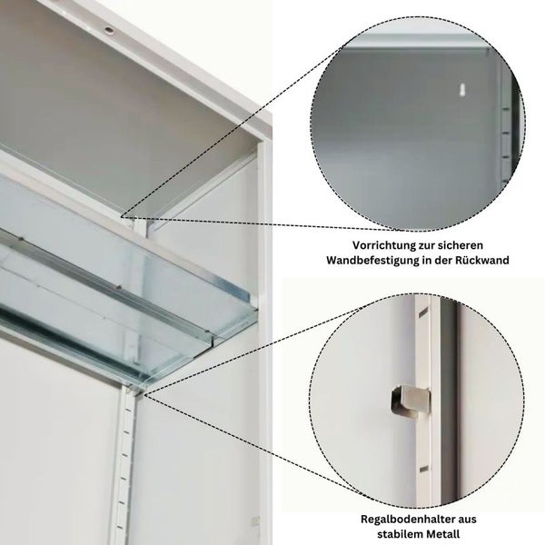 PROREGAL Stahlschrank Bee 4 Fachböden HxBxT 195 x 92 x 50 cm Verzinktes & Verstärktes Fachbodenmaterial Grau & Blau