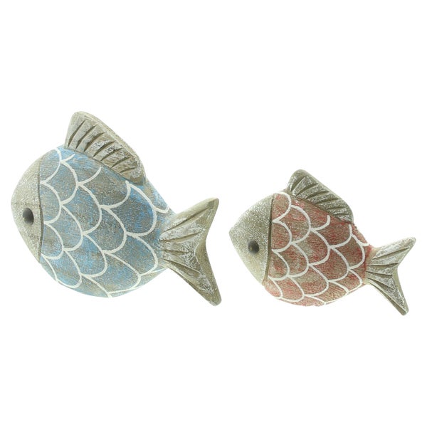 FRANK FLECHTWAREN | Fisch Berti & Bella, 2er Set, HOLZ, 10 x 3 x 7,5 cm, 13,5 x 4 x 9,5 cm