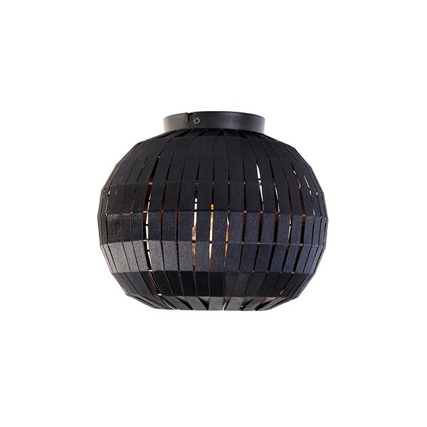 Schwarze Deckenleuchte aus Textilbändern