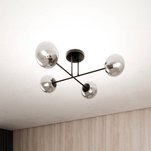 Euluna Deckenlampe Glassy (Modern) in Schwarz aus Glas (4 flammig, E14) - Deckenleuchte Lampe Wohnzimmerleuchte