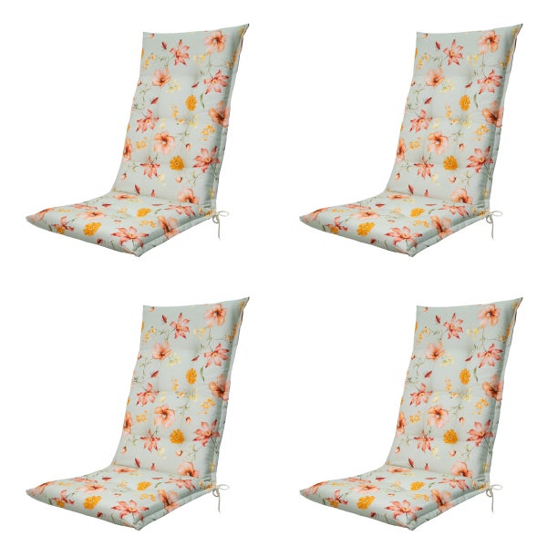 Hochlehnerauflage Florina orange - Ca. 123x50 cm - 4er-Set