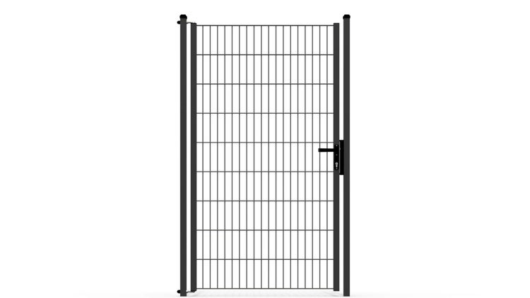 Gartentor ZAUNGURU ECO-Line aus Metall, Höhe: 183cm, Breite: 117cm, 1-flügelig inkl. Pfosten, Locinox-Schloss und Zubehör, Feuerverzinkt und zusätzlich in RAL 7016 Anthrazitgrau pulverbeschichtet