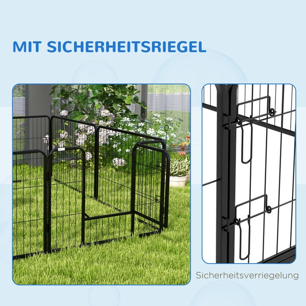PawHut Welpenauslauf, 80L x 60H cm, Stahl, Schwarz