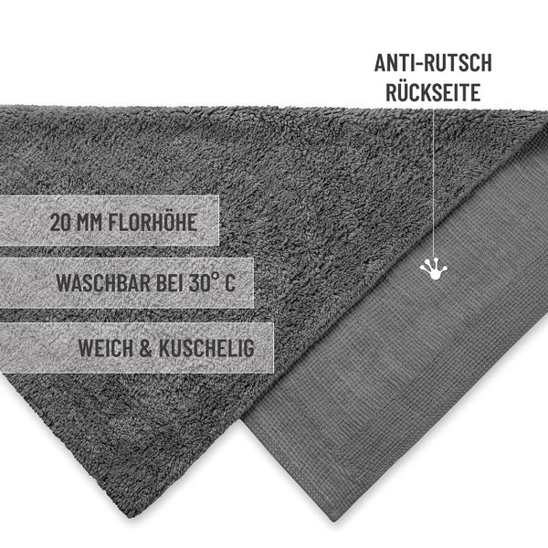 Teppichunterlage für Rutschfestigkeit und Bodenschutz, Detailansicht des Filzmaterials unter einem gemusterten Teppich.