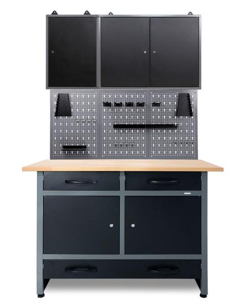 Ondis24 Werkstatt Set Werner Plus 120 cm 2 Schränke, Werkstatteinrichtung, Werkbank