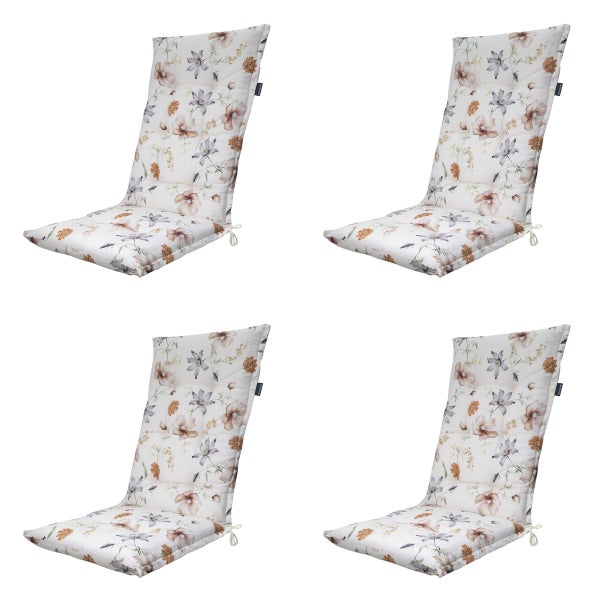 Hochlehnerauflage Florina natur - ca. 123x50 cm - 4er-Set