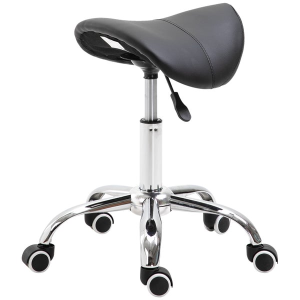 HOMCOM Sattelhocker, 52L x 53B x 49-61H cm, PU, Schwarz