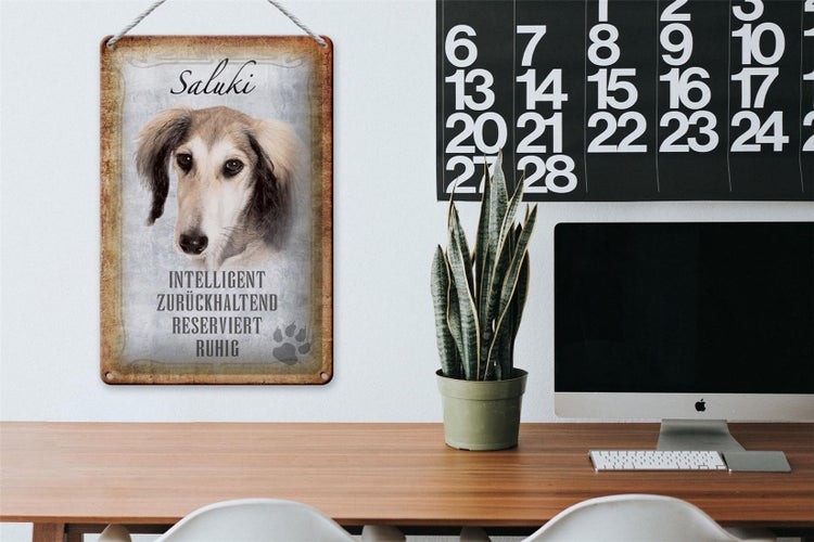 Blechschild Spruch 20x30cm Saluki Hund ruhig Schild