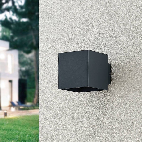 Lindby LED Wandleuchte außen Esani (spritzwassergeschützt (Modern) in Schwarz aus Aluminium (1 flammig, ) - Außenwandleuchten Wandlampe Led Außenlampe Outdoor für Außenwand/Hauswand