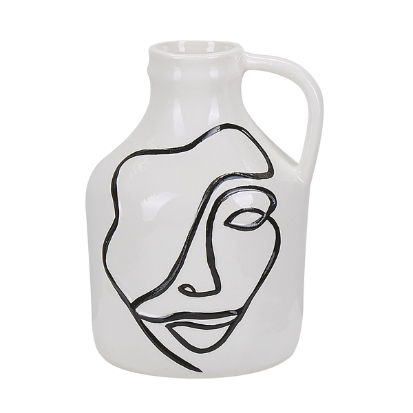 Blumenvase AGRINION Steinzeug 19 cm Weiß
