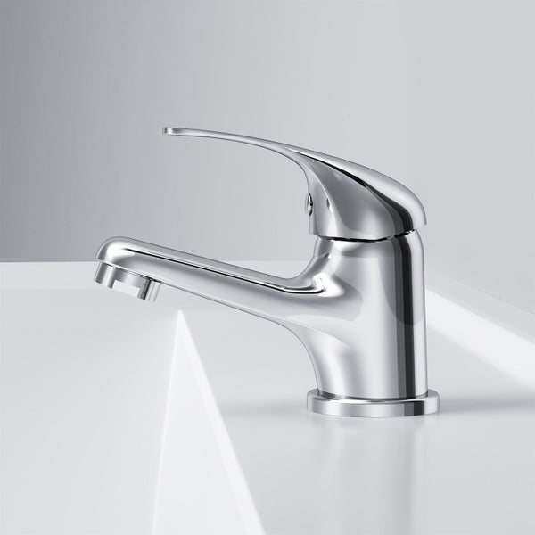 Einhebel Waschbeckenarmatur aus verchromtem Metall in modernem Design