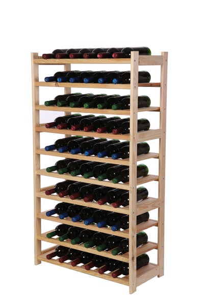 PROREGAL Weinregal SPREEWALD HxBxT 124x70x33cm 60 Flaschen auf 10 Ebenen Massives Kiefernholz Natur