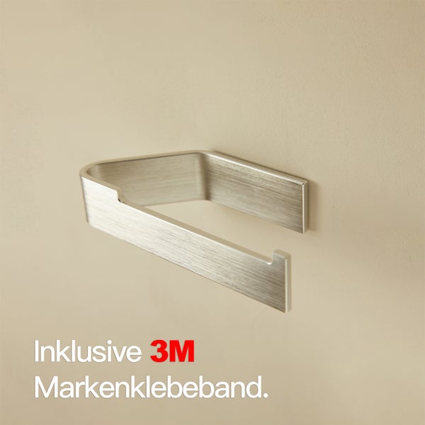 Designfabrik Hamburg Toilettenpapierhalter ohne Bohren Silber Gebürstet 17cm