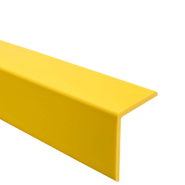 Gelbes Winkelprofil aus Kunststoff in L-Form.