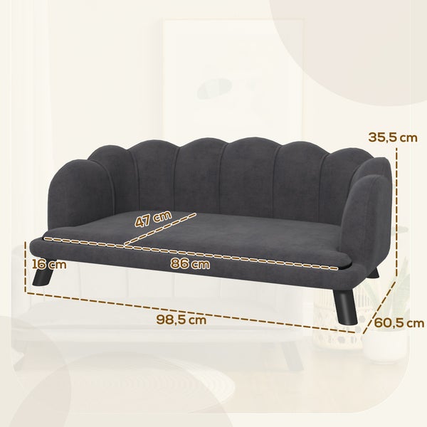 PawHut Hundesofa, 98,5B x 60,5T x 35,5H cm, Polyester, Schaumstoff, Dunkelgrau