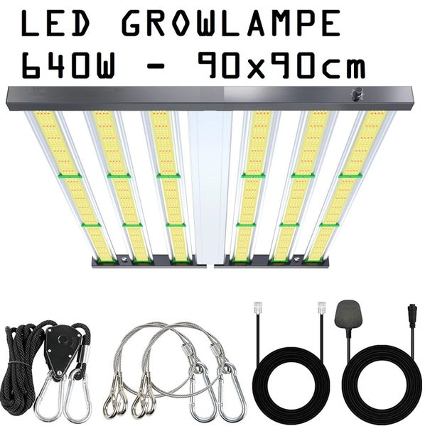 JUNG Vollspektrum LED Wachstumslampe PB640 Vollspektrum LED Grow Lampe 640 Watt Dimmbar für Growbox Set, 1 St., Anzucht, Indoor, Farbwechsler, Kaltweiß, Warmweiß, Anzuchtlampe, Grow LED, für Pflanzen, Wachstumslicht, Cannabis Lampe